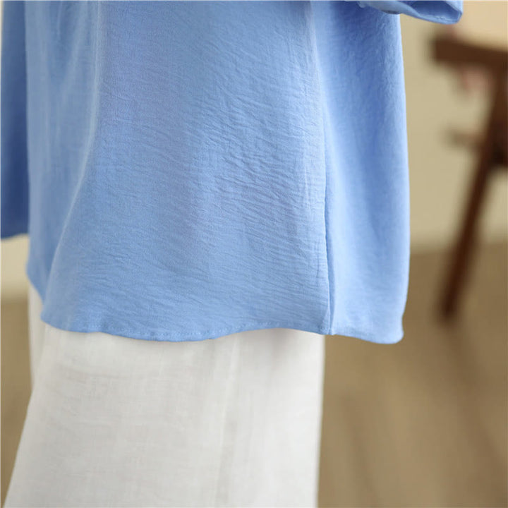 Buddha Stonesフローラル刺繍 Vネック ハーフスリーブ Tシャツ - image 11