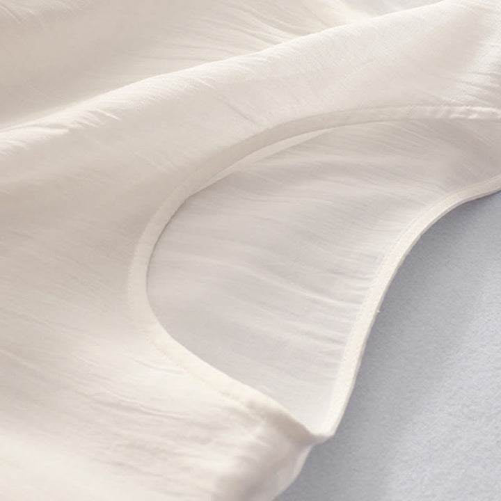 Buddha Stones無地刺繍半袖コットンミディドレス - image 7