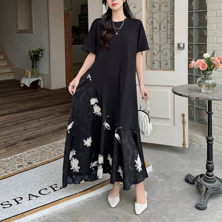 Buddha Stonesカジュアルフラワージャカード半袖Tシャツ ミディドレス - image 8