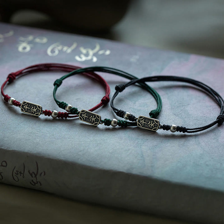 Buddha Stonesハンドメイド 925 スターリングシルバー 平和と喜び 安全と幸福の守り 編み込みブレスレット