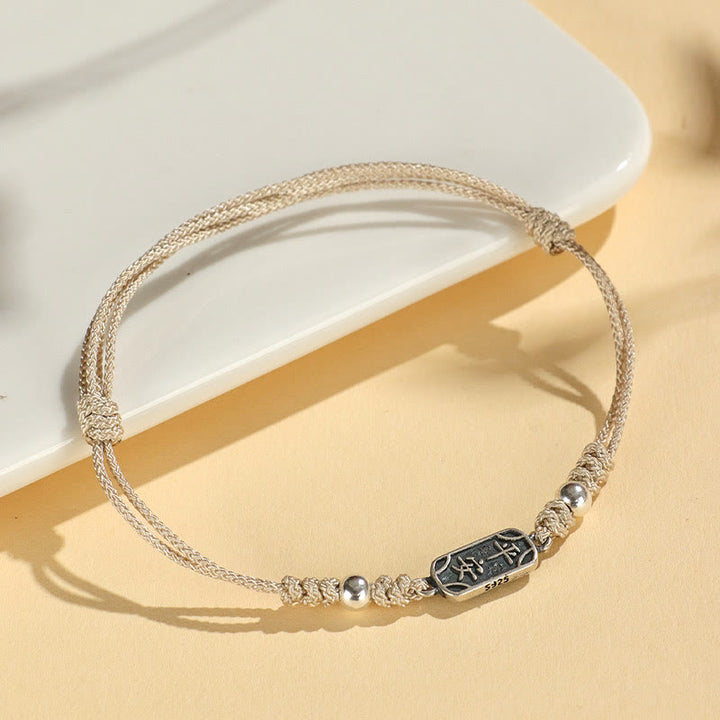 Buddha Stonesハンドメイド 925 スターリングシルバー 平和と喜び 安全と幸福の守り 編み込みブレスレット