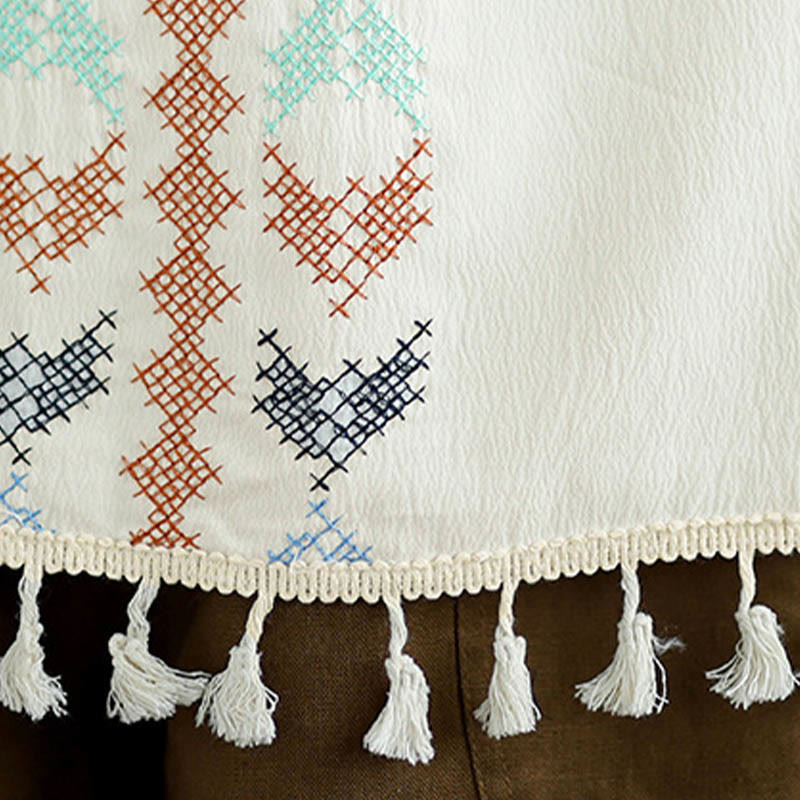 Buddha Stonesレトロ刺繍 Vネック タッセル タンクトップ - image 10