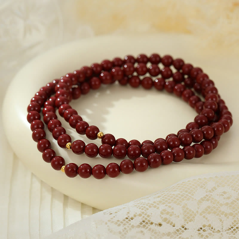 Buddha Stones925 スターリングシルバー 辰砂ビーズ 祝福アンクレット