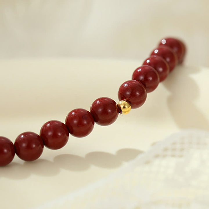 Buddha Stones925 スターリングシルバー 辰砂ビーズ 祝福アンクレット