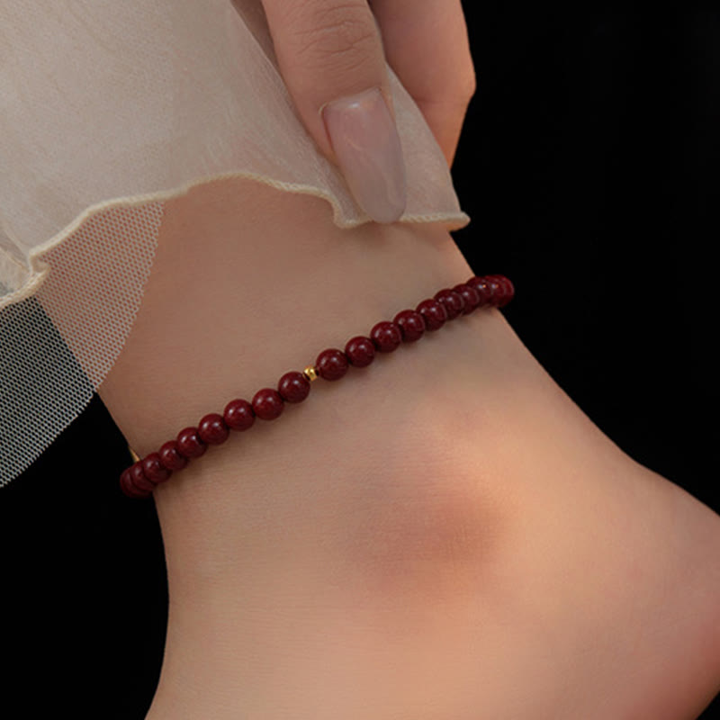 Buddha Stones925 スターリングシルバー 辰砂ビーズ 祝福アンクレット