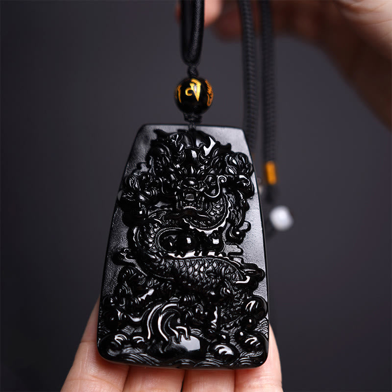 Buddha Stones黒曜石 龍彫り 幸運 守護 ネックレス ペンダント - image 11