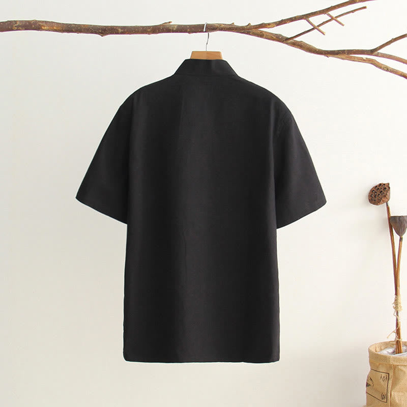 Buddha Stones中国風 カエルボタン 唐装 メンズ 半袖 コットンシャツ ポケット付き - image 20