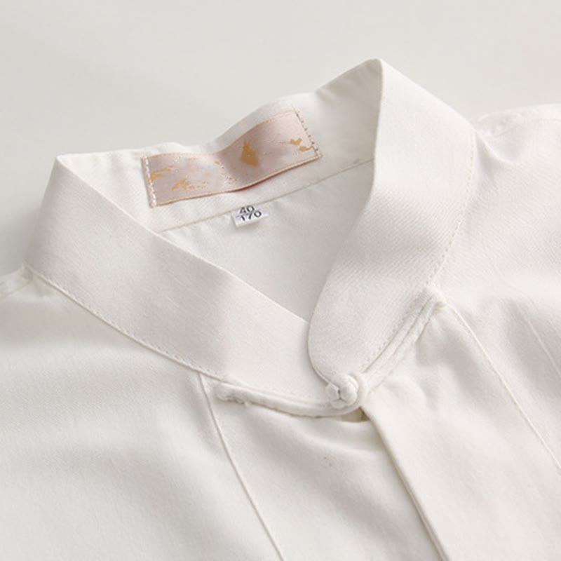 Buddha Stones中国風 カエルボタン 唐装 メンズ 半袖 コットンシャツ ポケット付き - image 3