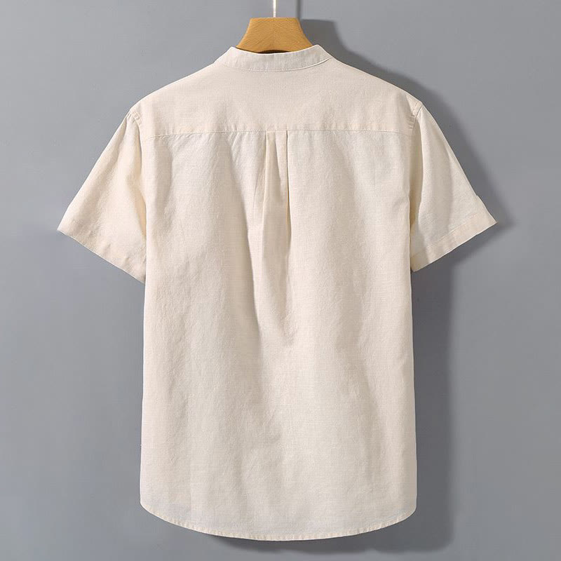 Buddha Stonesサマー メンズ 半袖 ボタンダウン コットンリネンシャツ - image 6