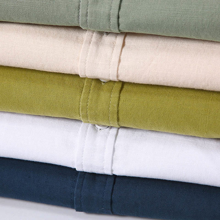 Buddha Stonesサマー メンズ 半袖 ボタンダウン コットンリネンシャツ - image 2