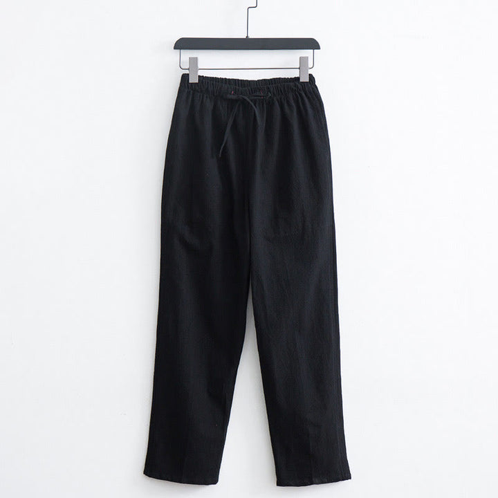 Buddha Stonesメンズ 無地 コットンリネン カジュアル ドローストリング パンツ ポケット付き - 黒 - US/UK/AU44、 EU54 (4XL)  - image 2