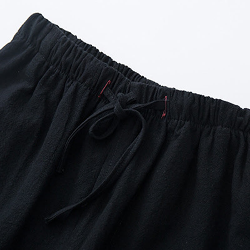 Buddha Stonesメンズ 無地 コットンリネン カジュアル ドローストリング パンツ ポケット付き - image 4