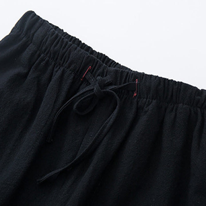 Buddha Stonesメンズ 無地 コットンリネン カジュアル ドローストリング パンツ ポケット付き - image 4