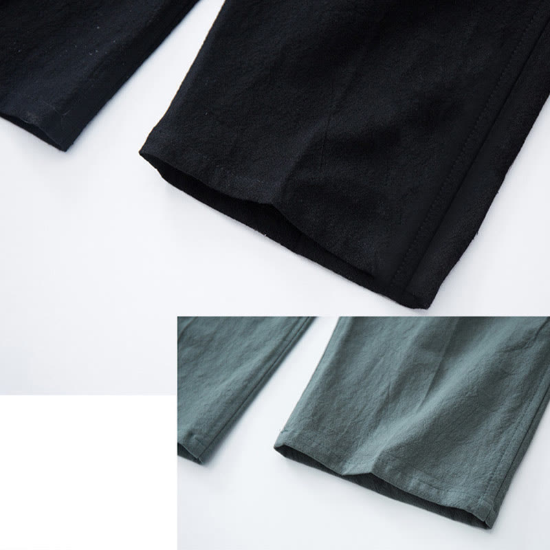 Buddha Stonesメンズ 無地 コットンリネン カジュアル ドローストリング パンツ ポケット付き - image 9