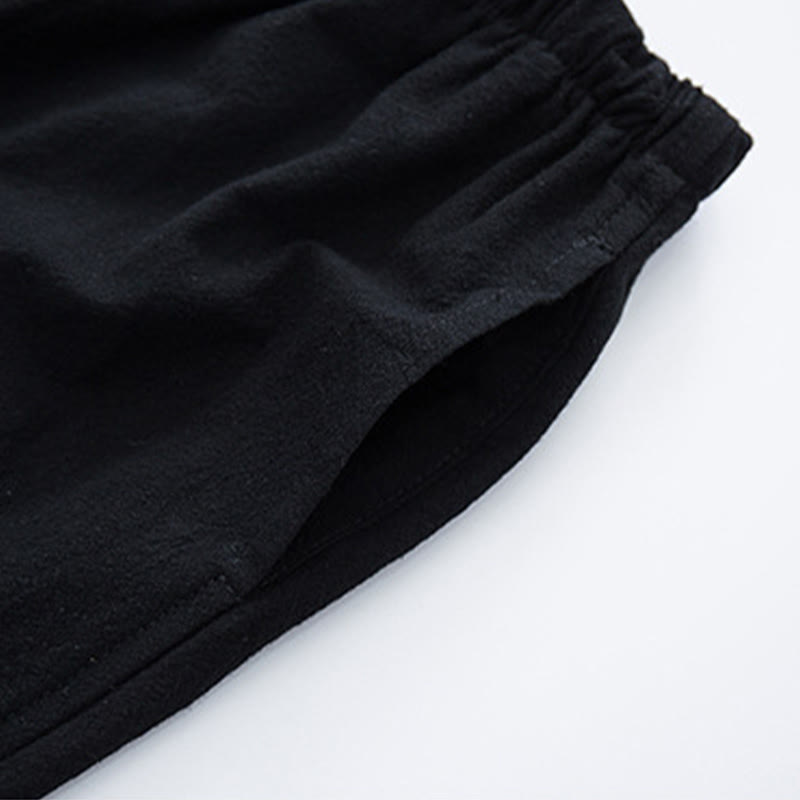 Buddha Stonesメンズ 無地 コットンリネン カジュアル ドローストリング パンツ ポケット付き - image 3