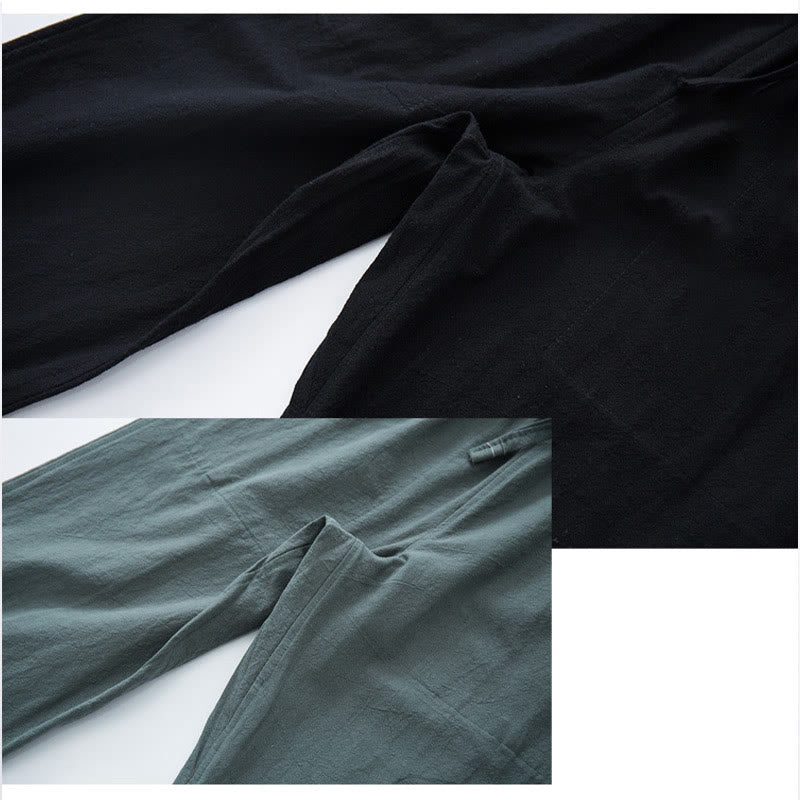 Buddha Stonesメンズ 無地 コットンリネン カジュアル ドローストリング パンツ ポケット付き - image 8