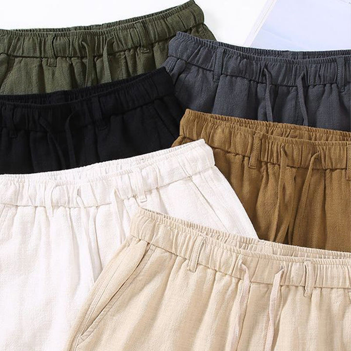 Buddha Stonesメンズ 無地 ラミー リネン ドローストリング クロップドパンツ ポケット付き - image 15