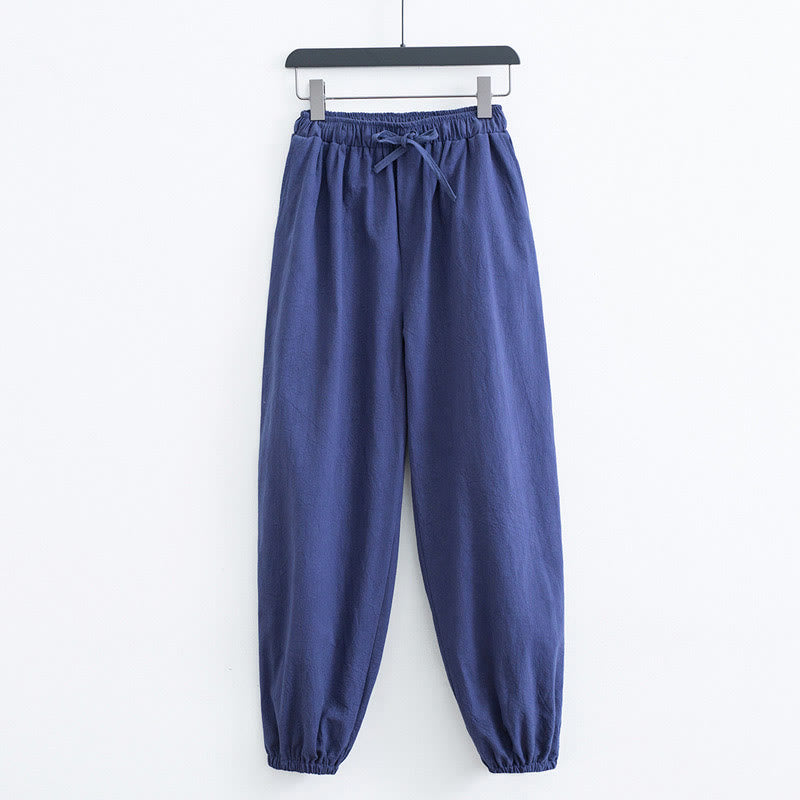 Buddha Stones無地コットンリネンカジュアルメンズハーレムパンツ(ポケット付き) - スティールブルー - US/UK/AU44、 EU54 (4XL) - image 9