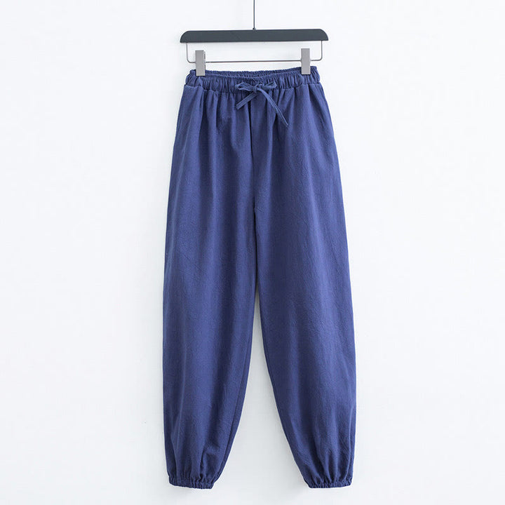 Buddha Stones無地コットンリネンカジュアルメンズハーレムパンツ(ポケット付き) - スティールブルー - US/UK/AU44、 EU54 (4XL) - image 9