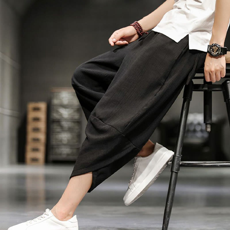 Buddha Stonesサマーソリッドメンズコットンリネンクロップドパンツ(ポケット付き) - image 29