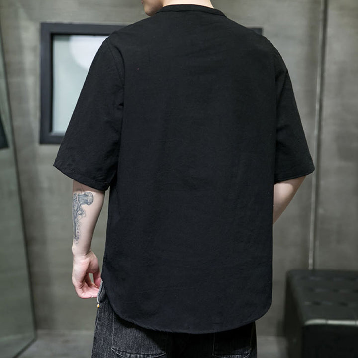 Buddha Stones無地 メンズ 半袖 コットンシャツ - image 19