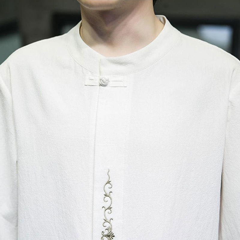 Buddha Stones無地 カエルボタン 刺繍 メンズ 半袖 コットンシャツ - image 23