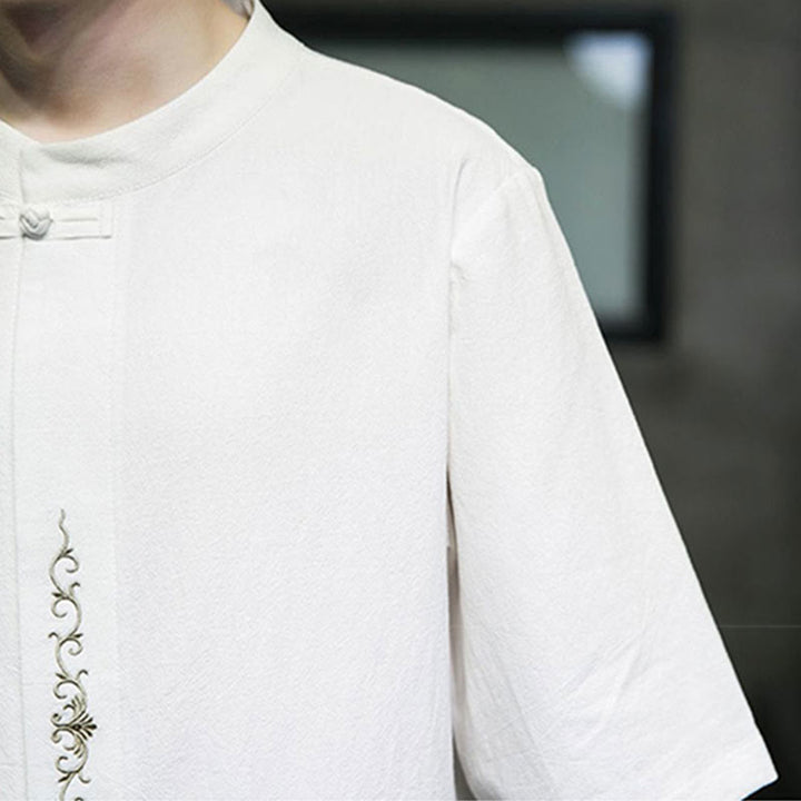 Buddha Stones無地 カエルボタン 刺繍 メンズ 半袖 コットンシャツ - image 22