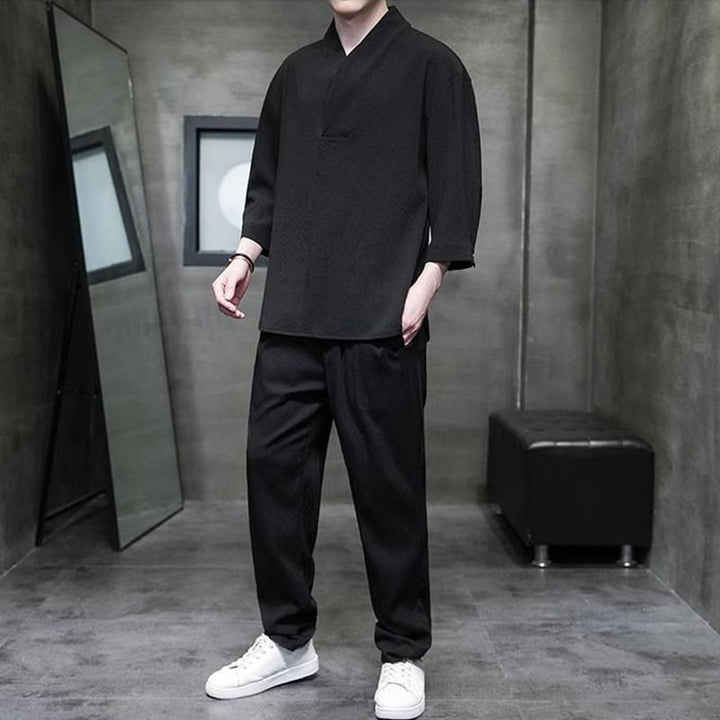 Buddha Stones無地 七分袖シャツ カジュアルパンツ 服 メンズ セット - image 8