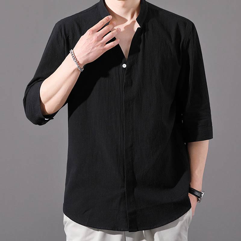 Buddha Stonesサマー メンズ ハーフスリーブ ボタン コットンシャツ - image 11