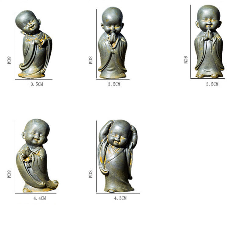 Buddha Stones小さな瞑想僧 鉄粉 錆 鋳造樹脂像 机上装飾