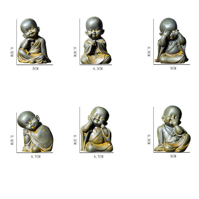 Buddha Stones小さな瞑想僧 鉄粉 錆 鋳造樹脂像 机上装飾