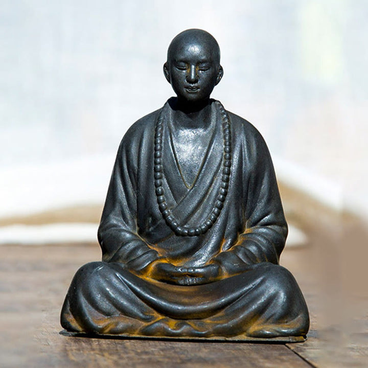 Buddha Stones祈り 僧侶 鉄粉 錆 鋳造 樹脂 像 室内装飾