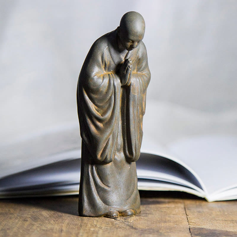 Buddha Stones祈り 僧侶 鉄粉 錆 鋳造 樹脂 像 室内装飾