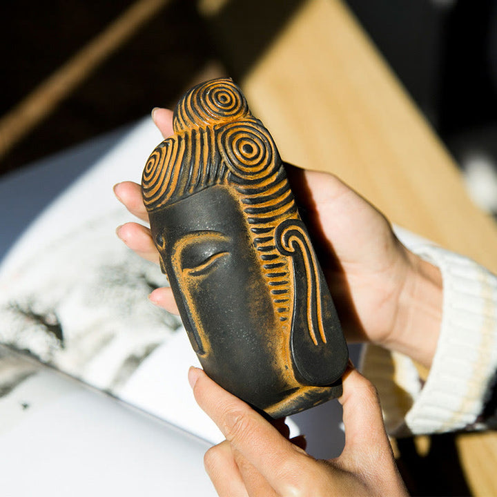 Buddha Stones目を閉じて瞑想する仏像 鉄粉錆鋳造樹脂像 室内装飾