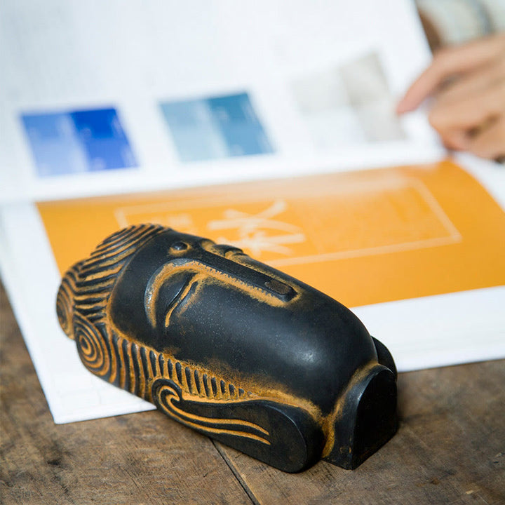 Buddha Stones目を閉じて瞑想する仏像 鉄粉錆鋳造樹脂像 室内装飾