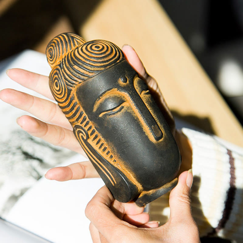 Buddha Stones目を閉じて瞑想する仏像 鉄粉錆鋳造樹脂像 室内装飾