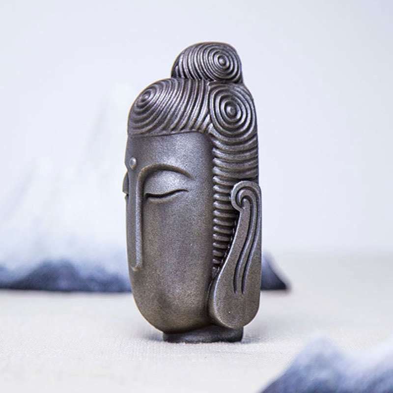 Buddha Stones目を閉じて瞑想する仏像 鉄粉錆鋳造樹脂像 室内装飾