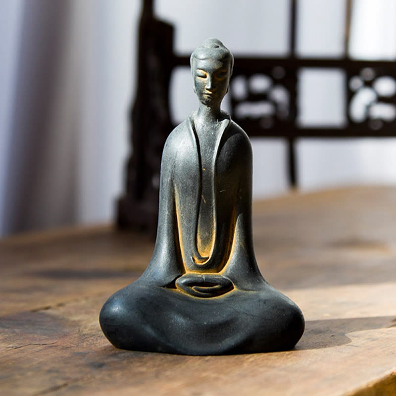 Buddha Stones手作り 釈迦牟尼仏 鉄粉 錆 鋳造 樹脂 像 家の装飾 - image 6