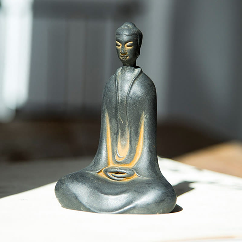Buddha Stones手作り 釈迦牟尼仏 鉄粉 錆 鋳造 樹脂 像 家の装飾 - image 8
