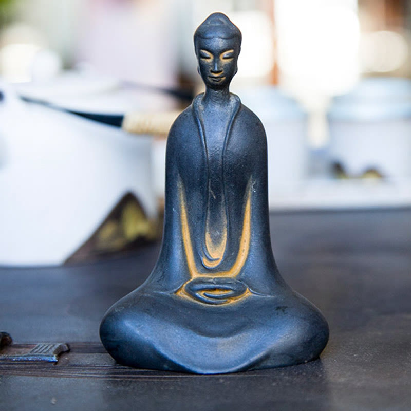 Buddha Stones手作り 釈迦牟尼仏 鉄粉 錆 鋳造 樹脂 像 家の装飾 - image 11