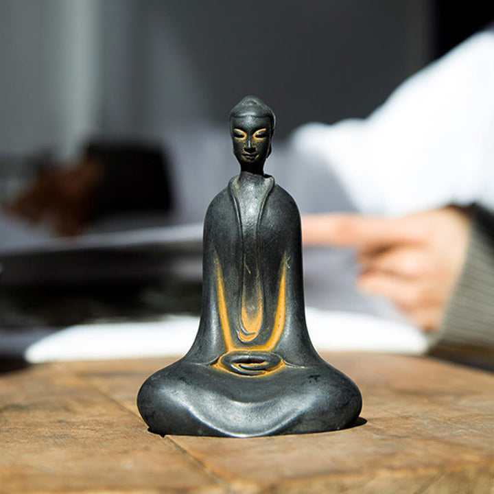 Buddha Stones手作り 釈迦牟尼仏 鉄粉 錆 鋳造 樹脂 像 家の装飾 - image 7