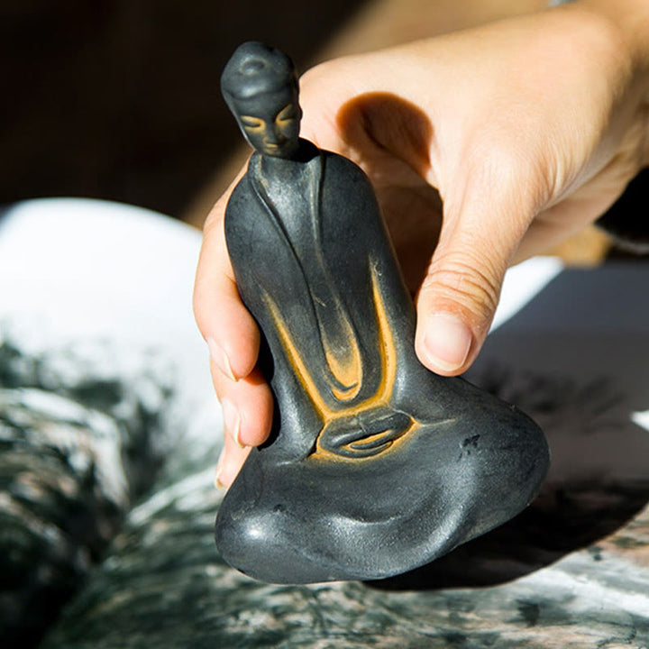 Buddha Stones手作り 釈迦牟尼仏 鉄粉 錆 鋳造 樹脂 像 家の装飾 - image 3