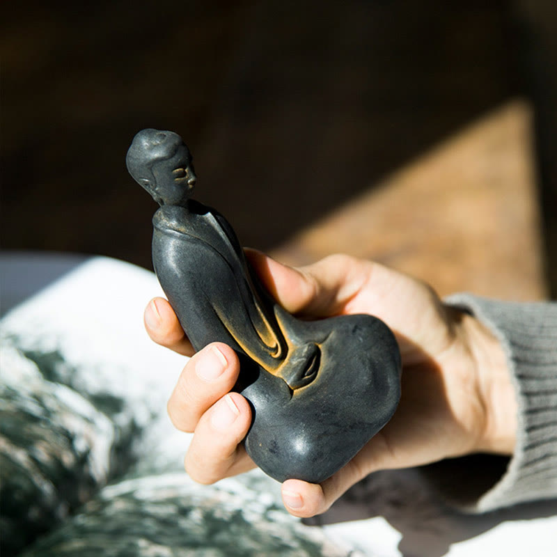 Buddha Stones手作り 釈迦牟尼仏 鉄粉 錆 鋳造 樹脂 像 家の装飾 - image 4