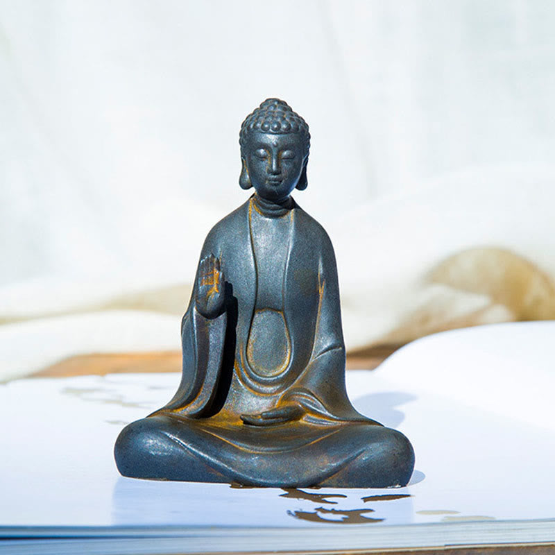 Buddha Stones手作り 瞑想 釈迦牟尼仏 鉄粉 錆 鋳造 樹脂 像 装飾