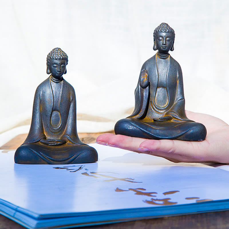Buddha Stones手作り 瞑想 釈迦牟尼仏 鉄粉 錆 鋳造 樹脂 像 装飾