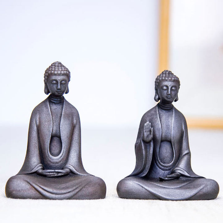 Buddha Stones手作り 瞑想 釈迦牟尼仏 鉄粉 錆 鋳造 樹脂 像 装飾