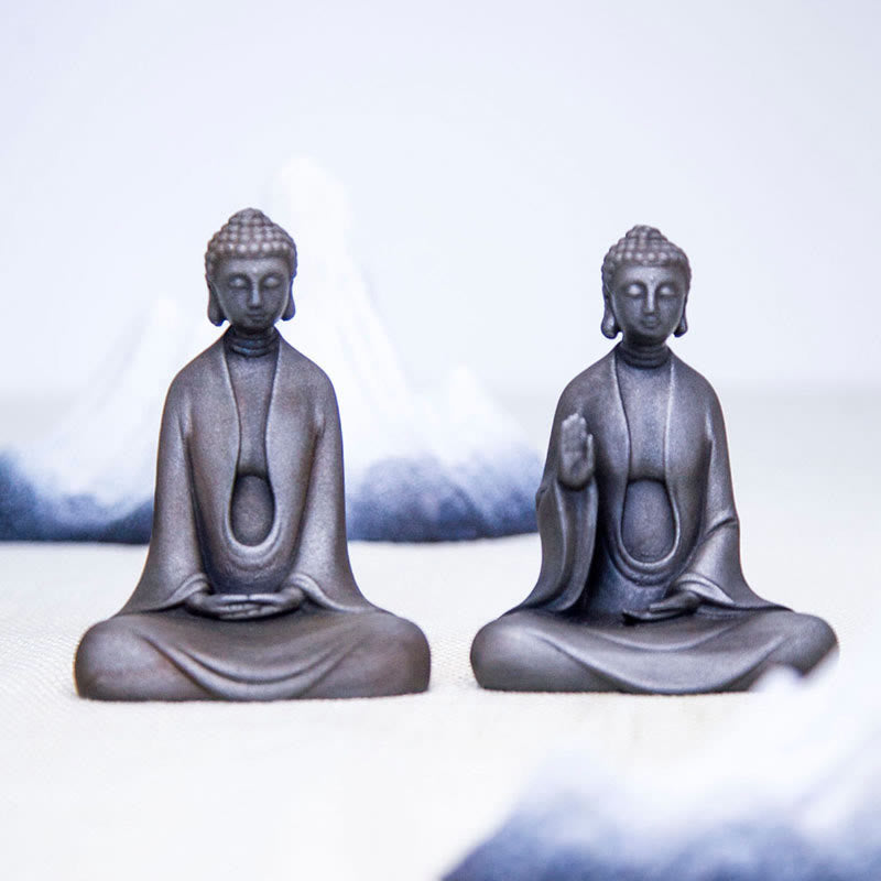 Buddha Stones手作り 瞑想 釈迦牟尼仏 鉄粉 錆 鋳造 樹脂 像 装飾