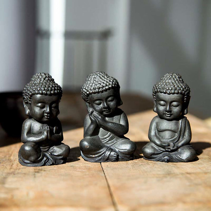 Buddha Stones手作り 小さな釈迦牟尼仏 鉄粉 錆 鋳造 樹脂 像 装飾