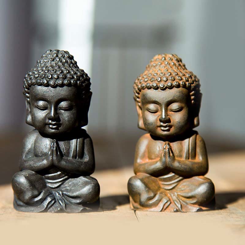 Buddha Stones手作り 小さな釈迦牟尼仏 鉄粉 錆 鋳造 樹脂 像 装飾