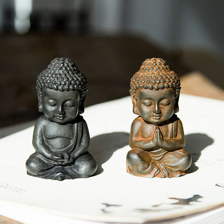 Buddha Stones手作り 小さな釈迦牟尼仏 鉄粉 錆 鋳造 樹脂 像 装飾